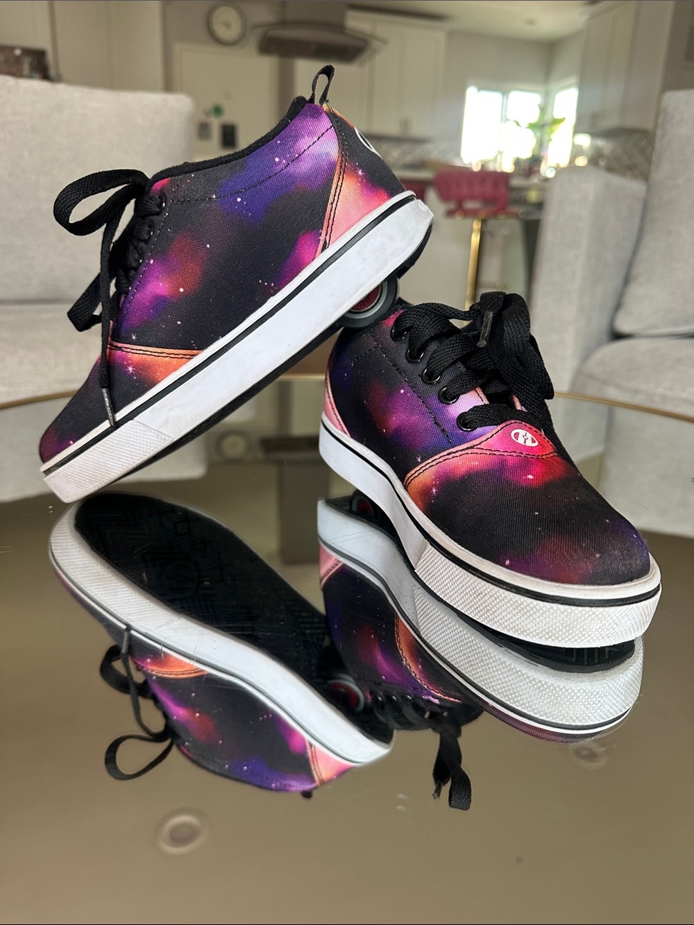 Heelys Galaxy Print Kids Canvas Lace-Up Skate Shoes - Black/Purple/Pink